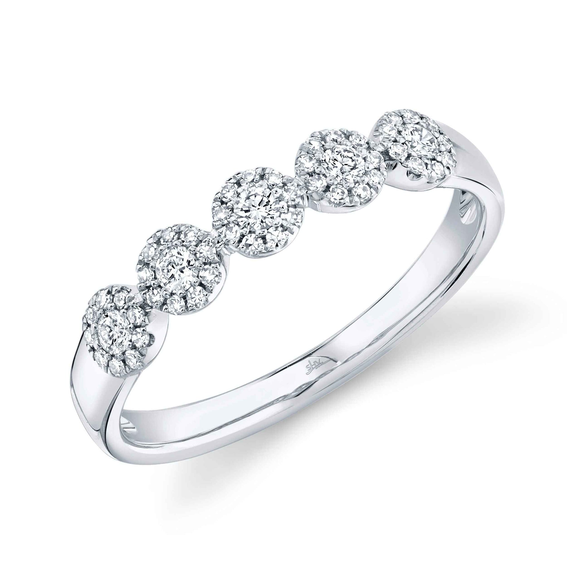 Shy Creation 1/4 ct. tw. Round Diamond Halo Fashion Band in 14K White Gold front view