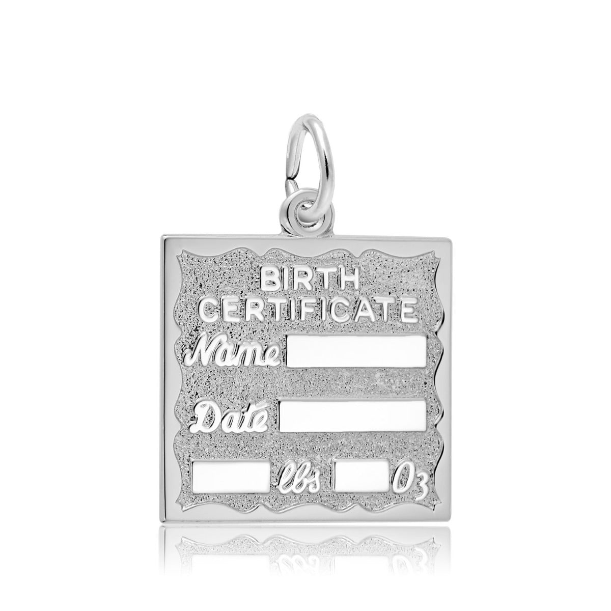 Birth Certificate Charm in Sterling Silver
