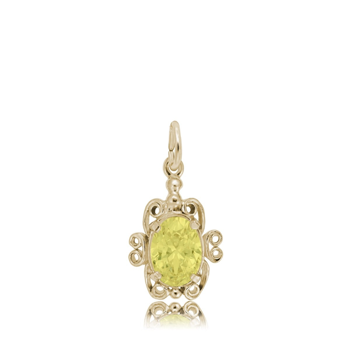 Yellow Zircon CZ November Birthstone Filigree Charm in 14K Yellow Gold
