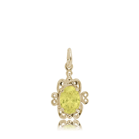 Yellow Zircon CZ November Birthstone Filigree Charm in 14K Yellow Gold