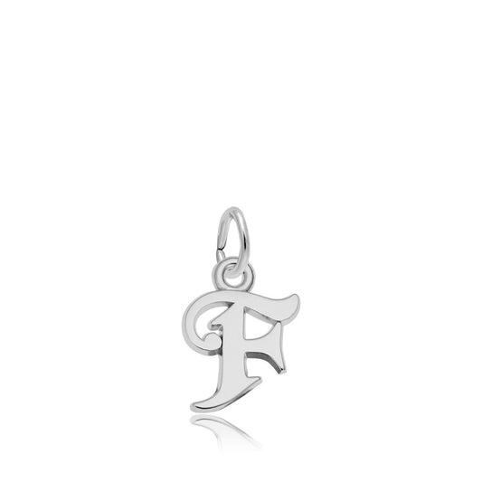 Initial F Charm in Sterling Silver