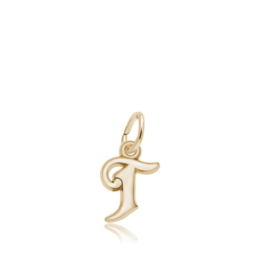 Initial T Charm in 14K Yellow Gold