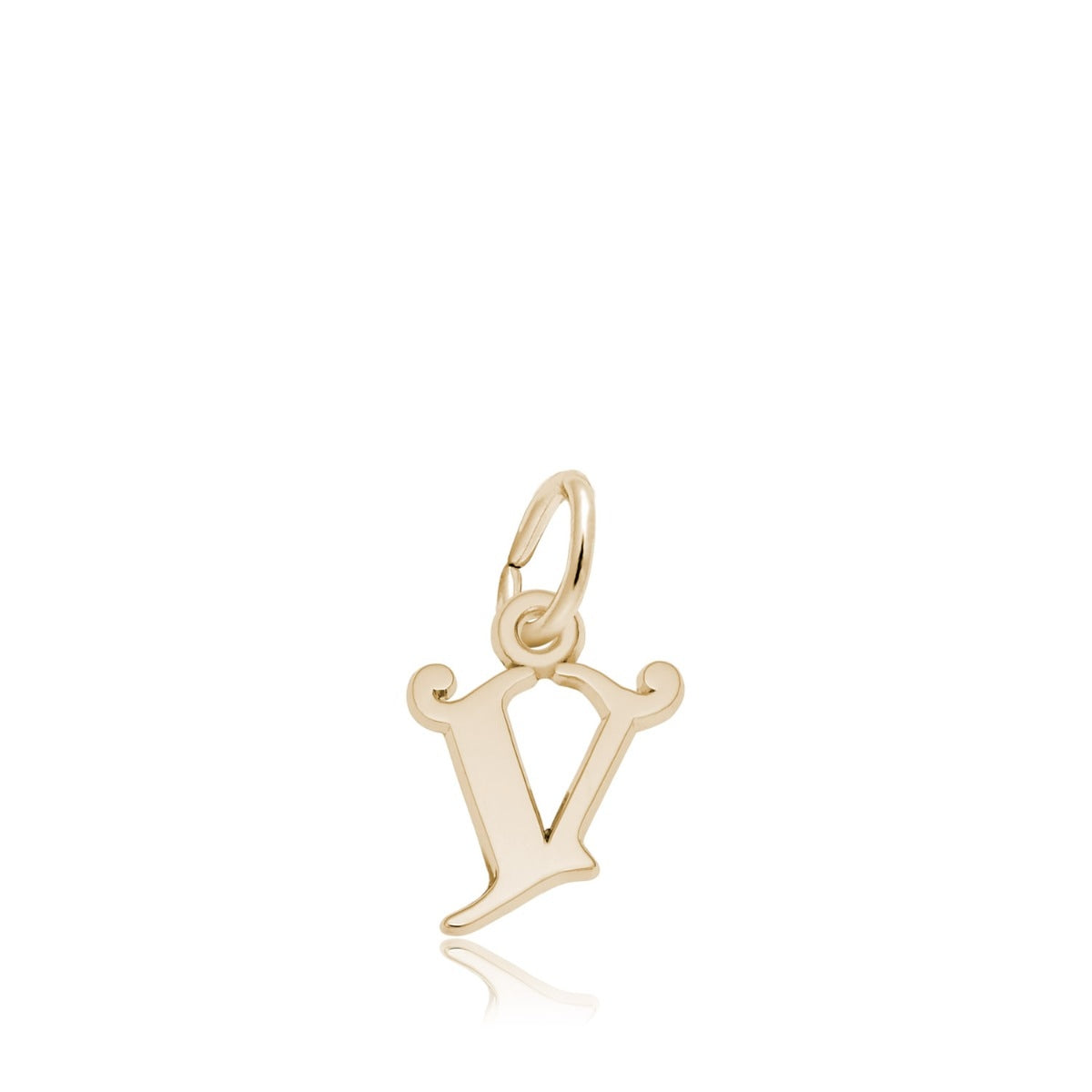 Initial V Charm in 14K Yellow Gold