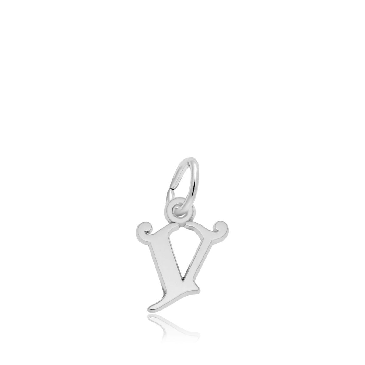 Initial V Charm in Sterling Silver
