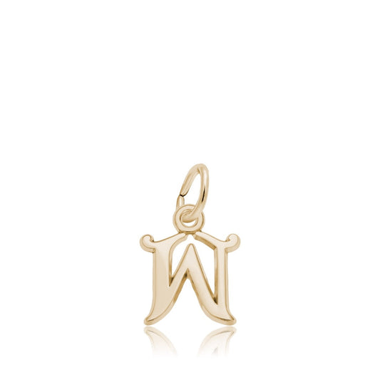 Initial W Charm in 14K Yellow Gold