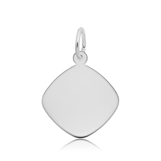 Medium Rounded Diamond Disc Charm in Sterling Silver