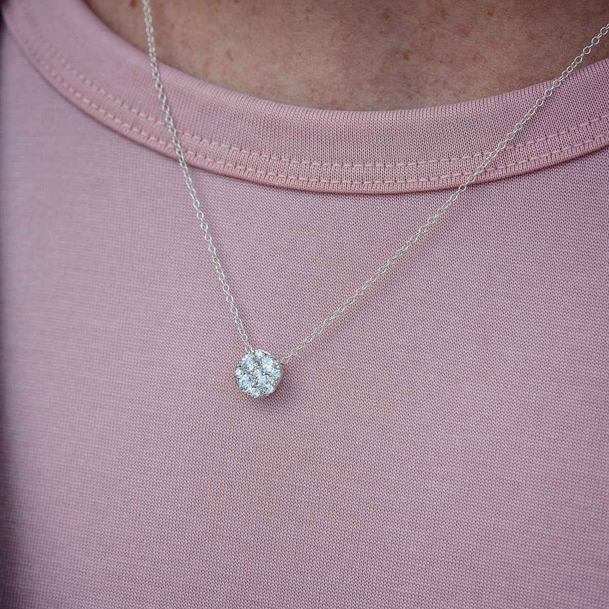 Adamante 5/8 ct. tw. Lab Grown Diamond Cluster Pendant in 10K White Gold front view