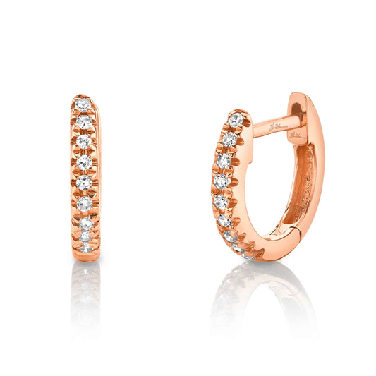 Shy Creation 1/20 ct. tw. Diamond Pave Huggie Hoop Earrings in 14K Pink Gold