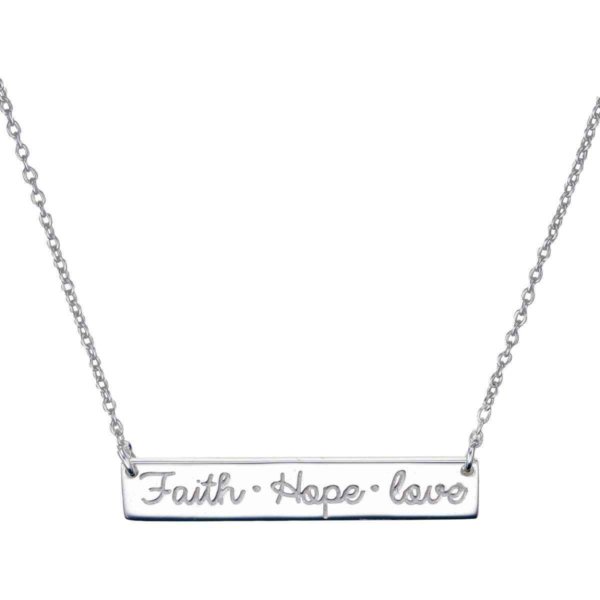 'Faith, Hope, Love' Bar Necklace in Sterling Silver