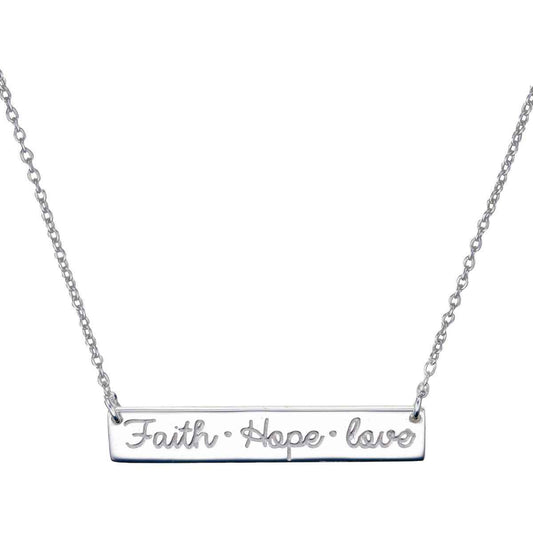 'Faith, Hope, Love' Bar Necklace in Sterling Silver