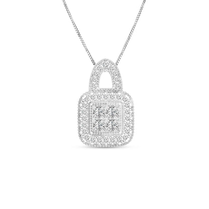 1/2 ct. tw. Diamond Cluster Square-Shaped Fashion Pendant in 10K White Gold