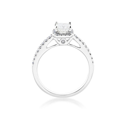 Noventa 1 1/4 ct. tw. Princess Cut Diamond Halo Wedding Set with Undercarriage Cutout in 14K White Gold side profile