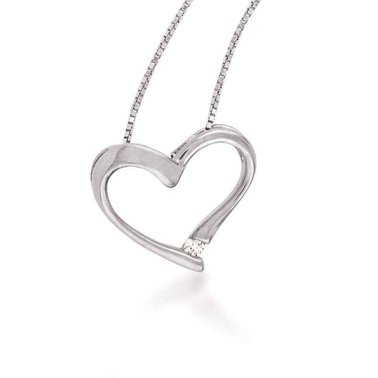 .04 ct. tw. Round Channel Set Diamond Heart Pendant in 14K White Gold