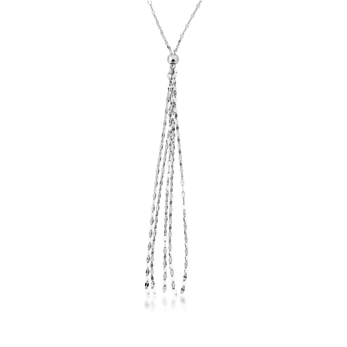 Tassel Style Necklace in 10K White Gold