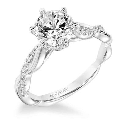 Artcarved Contemporary 1/7 ct. tw. Diamond Twist Semi-Mount Engagement Ring in 10K White Gold front view