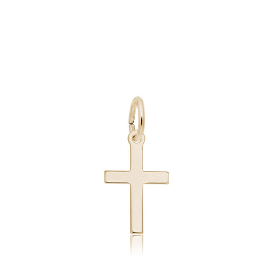 Small Plain Cross Charm in 14K Yellow Gold