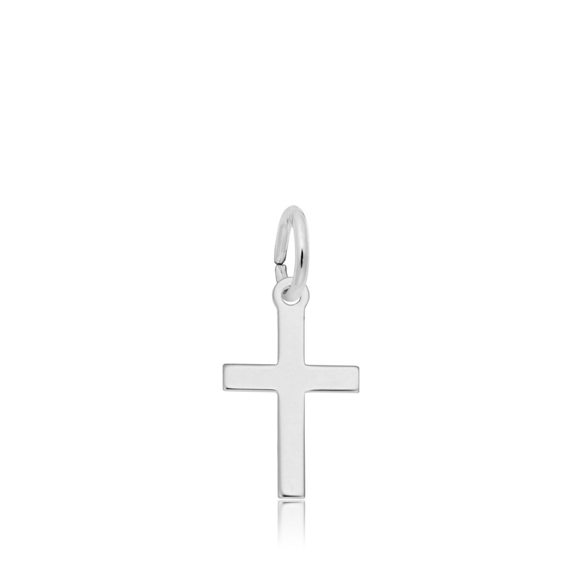 Small Plain Cross Charm in Sterling Silver
