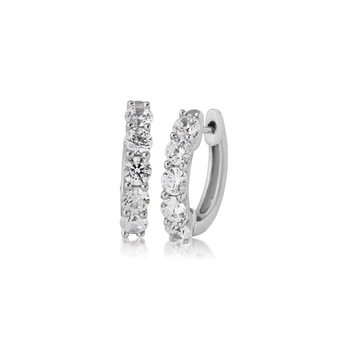 Adamante 1 ct. tw. Lab-Grown 5-Stone Diamond Hoop Earrings in 10K White Gold