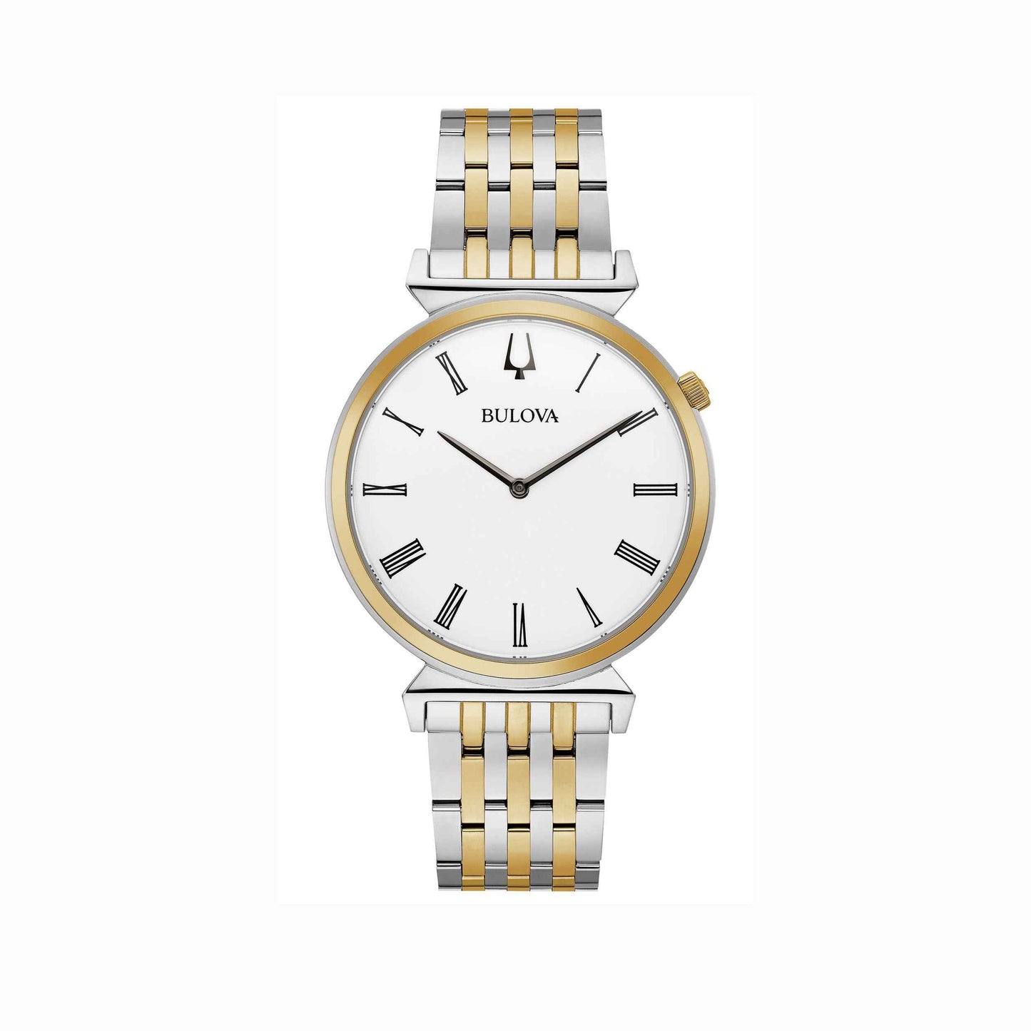 Bulova Men's Regatta Slim Analog Watch with White Dial and Two-Tone Stainless Steel Bracelet
