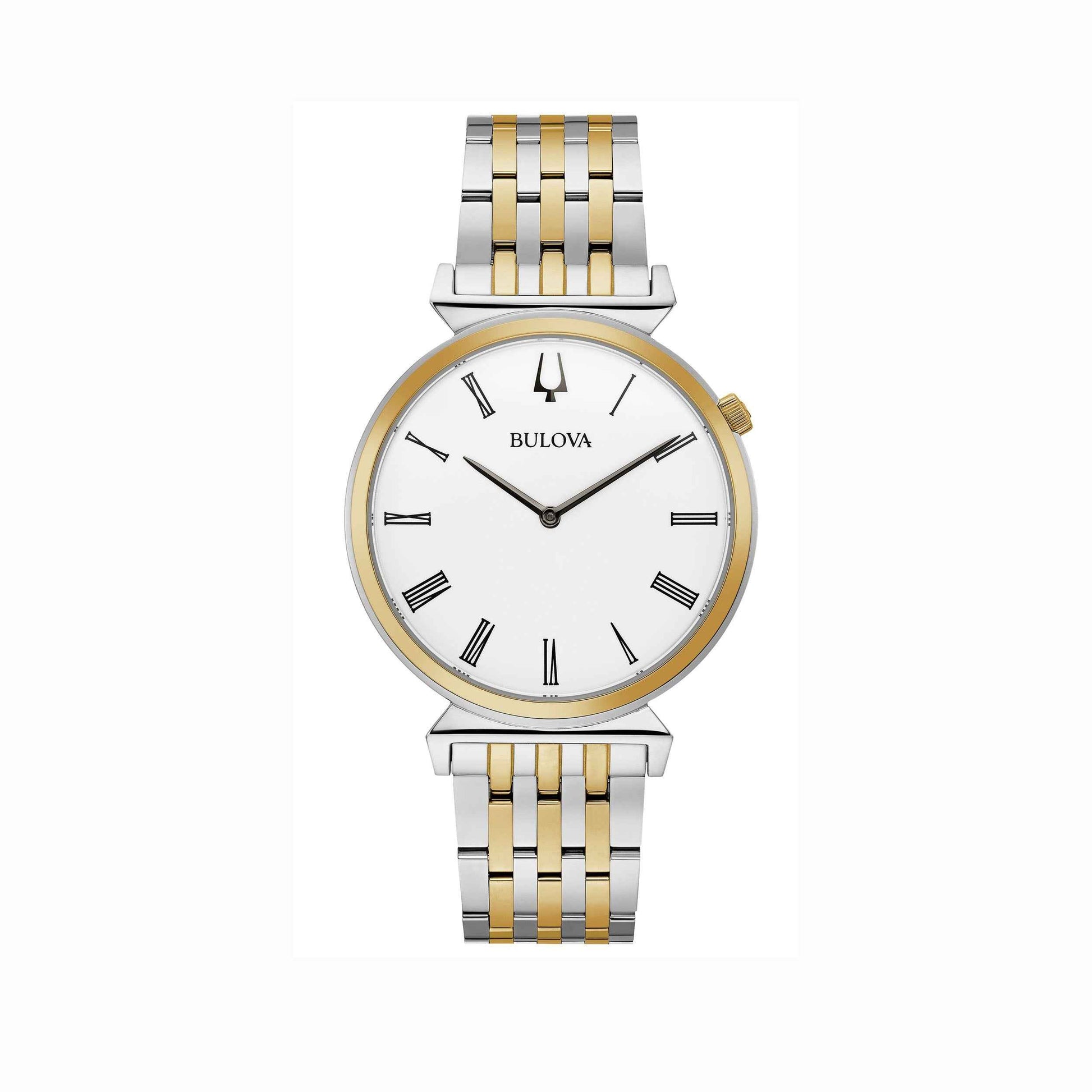 Bulova Men's Regatta Slim Analog Watch with White Dial and Two-Tone Stainless Steel Bracelet