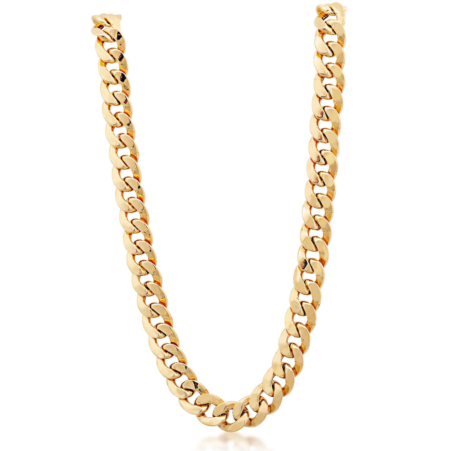 Men's 24-inch 9.3mm Semi-Solid Miami Chain Necklace in 10K Yellow Gold