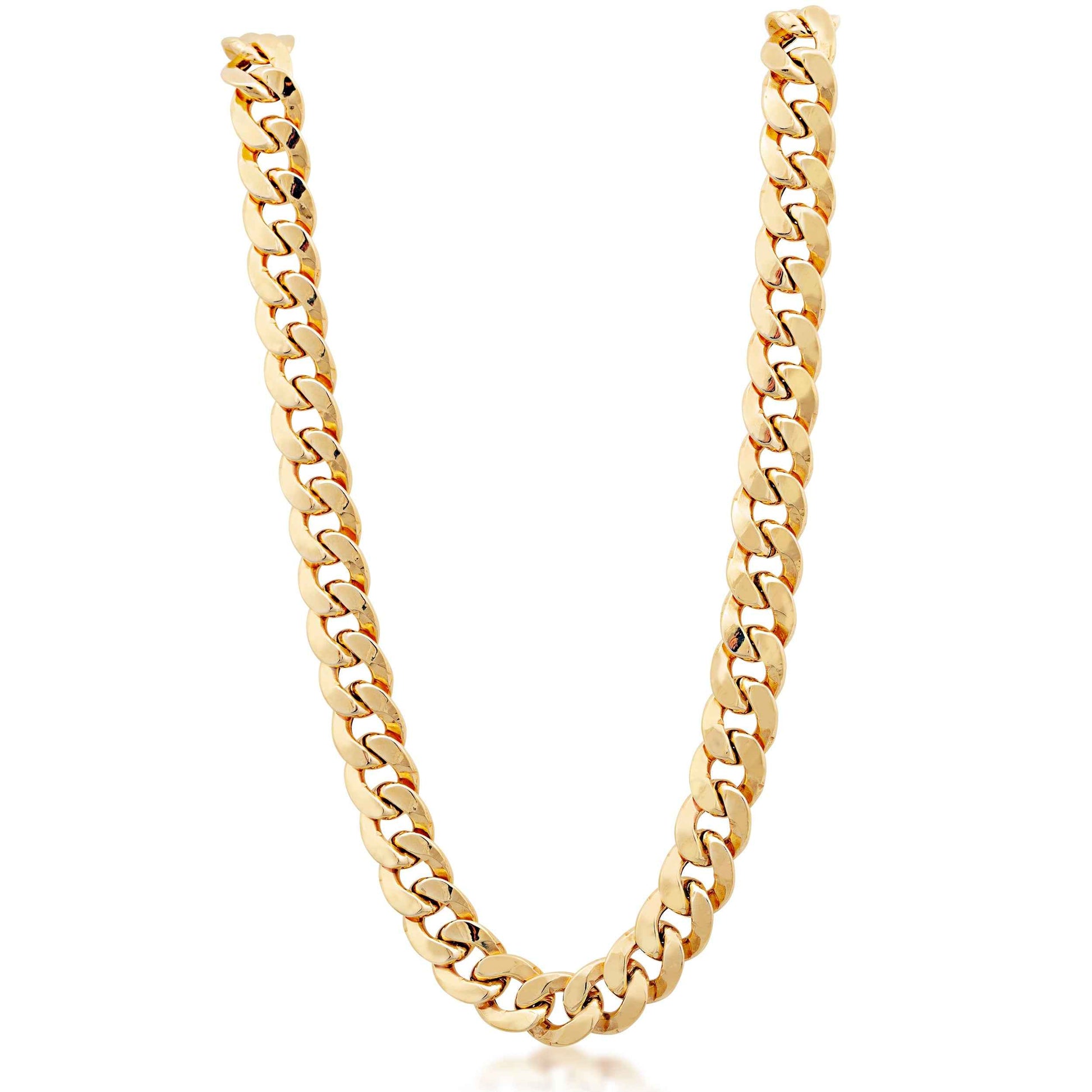 Men's 24-inch 9.3mm Semi-Solid Miami Chain Necklace in 10K Yellow Gold