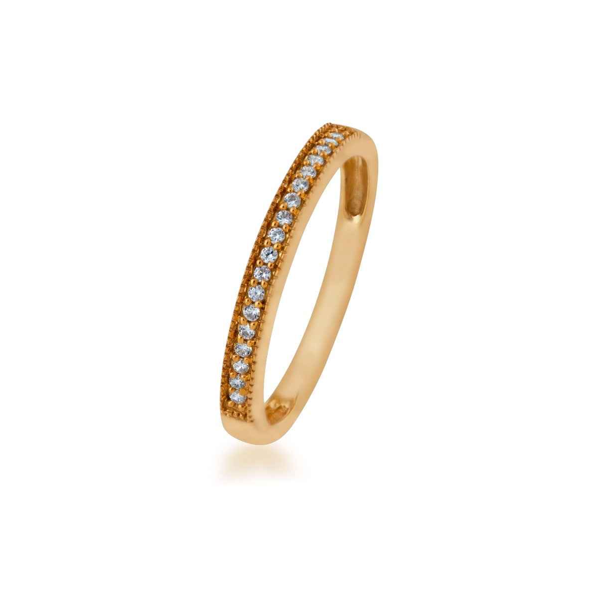 1/10 ct. tw. Diamond Milgrain Band in 10K Yellow Gold front view