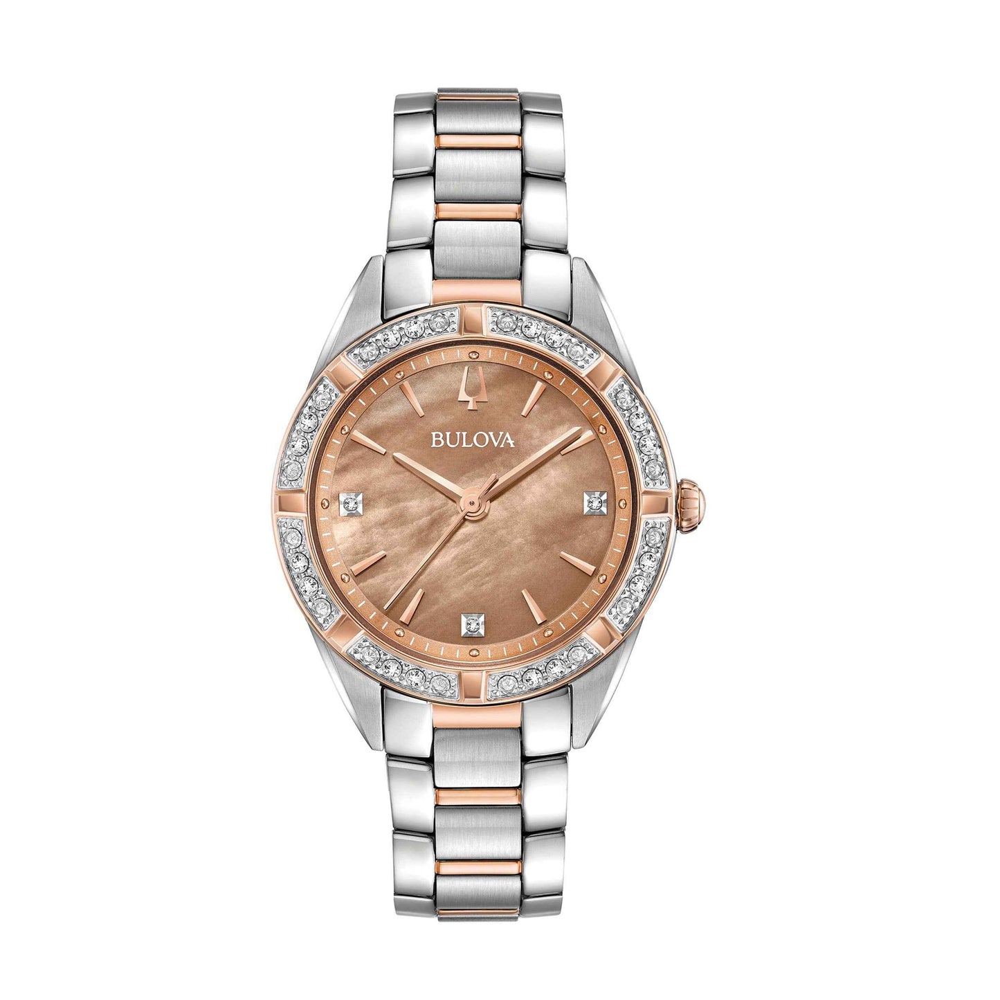 Bulova Ladies' Sutton Diamond Analog Watch with Mother-of-Pearl Dial and Two-Tone Bracelet Band