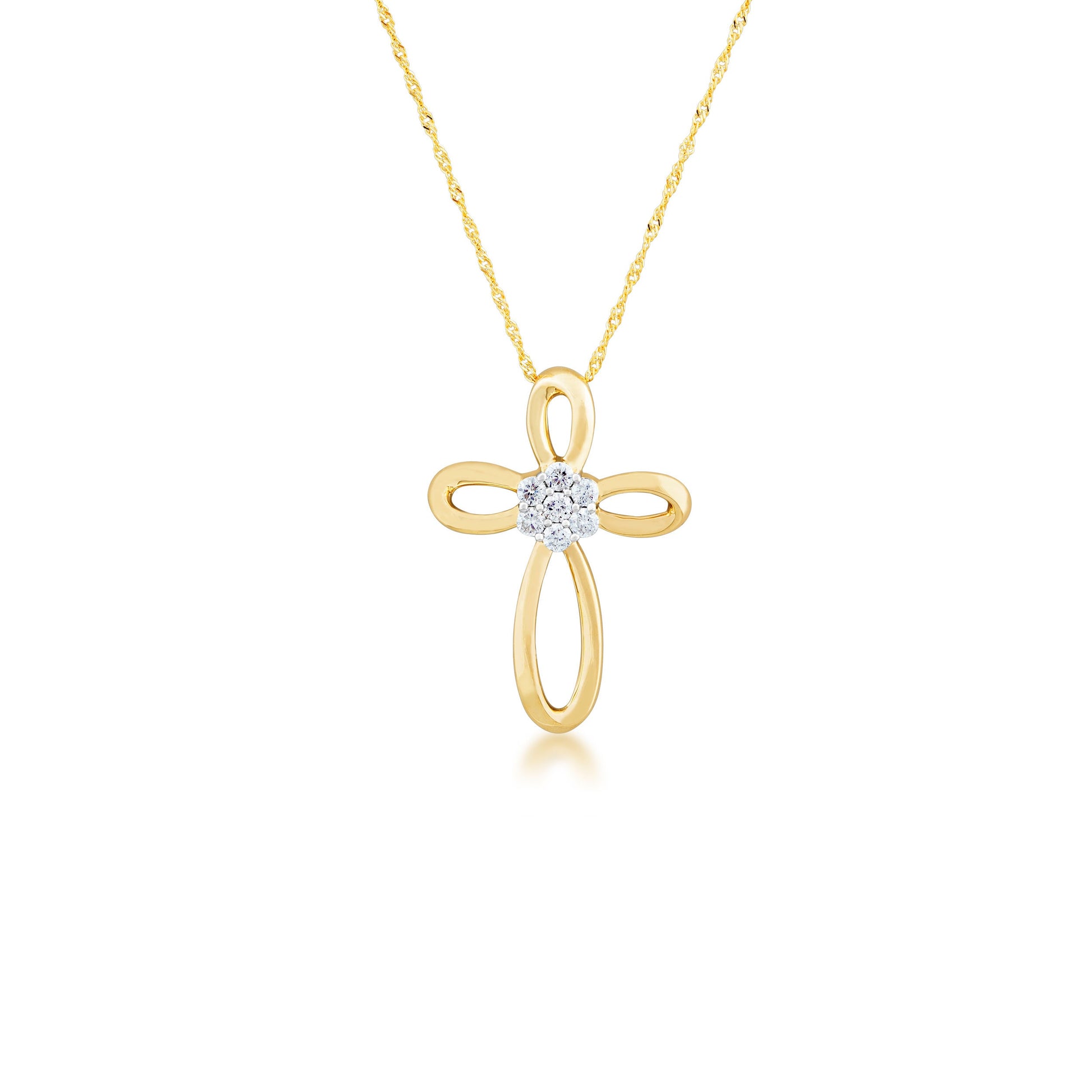 Fairytale Diamonds 1/4 ct. tw. Cluster Cross Fashion Pendant in 10K Yellow Gold