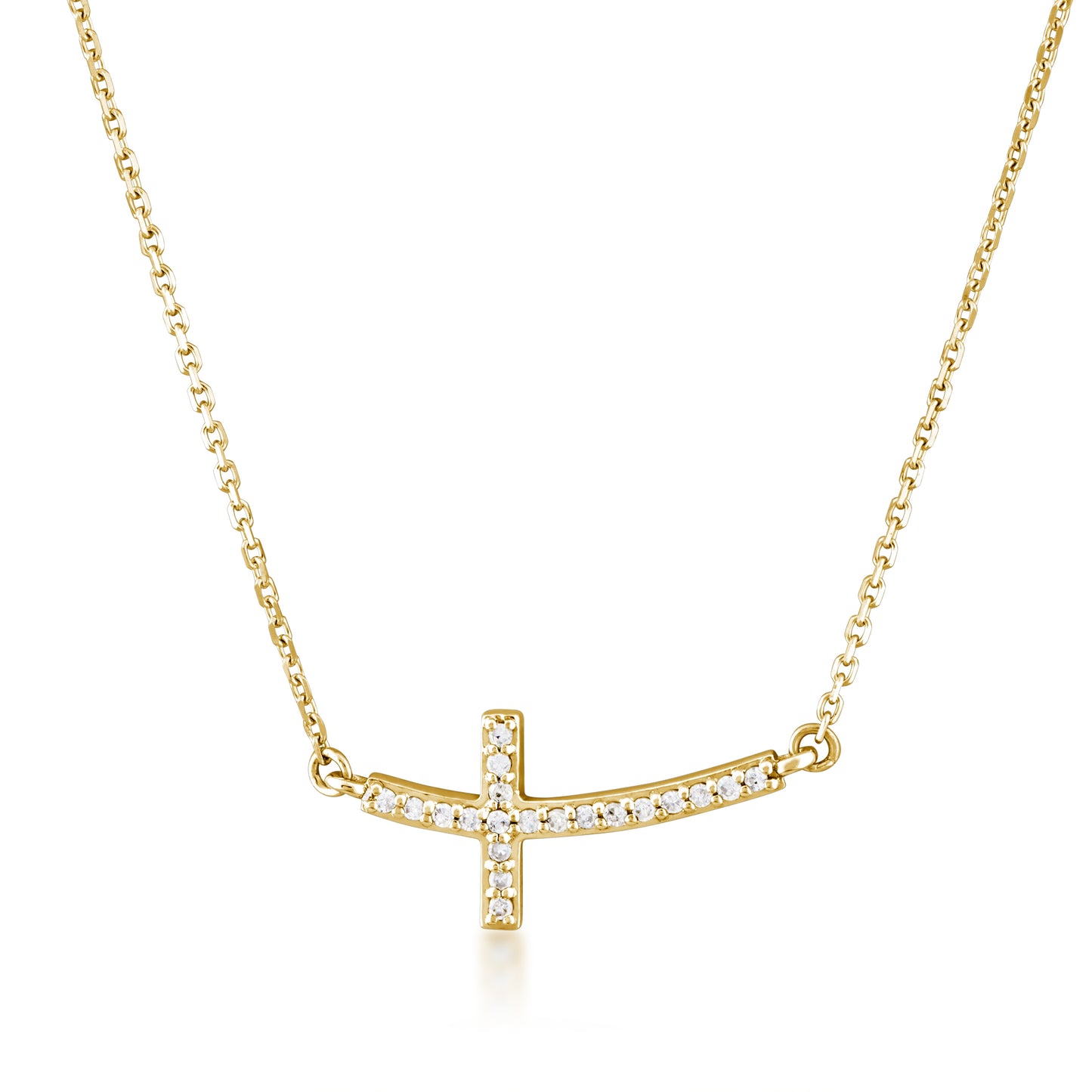 1/10 ct. tw. Diamond Sideways Cross Pendant in 10K Yellow Gold