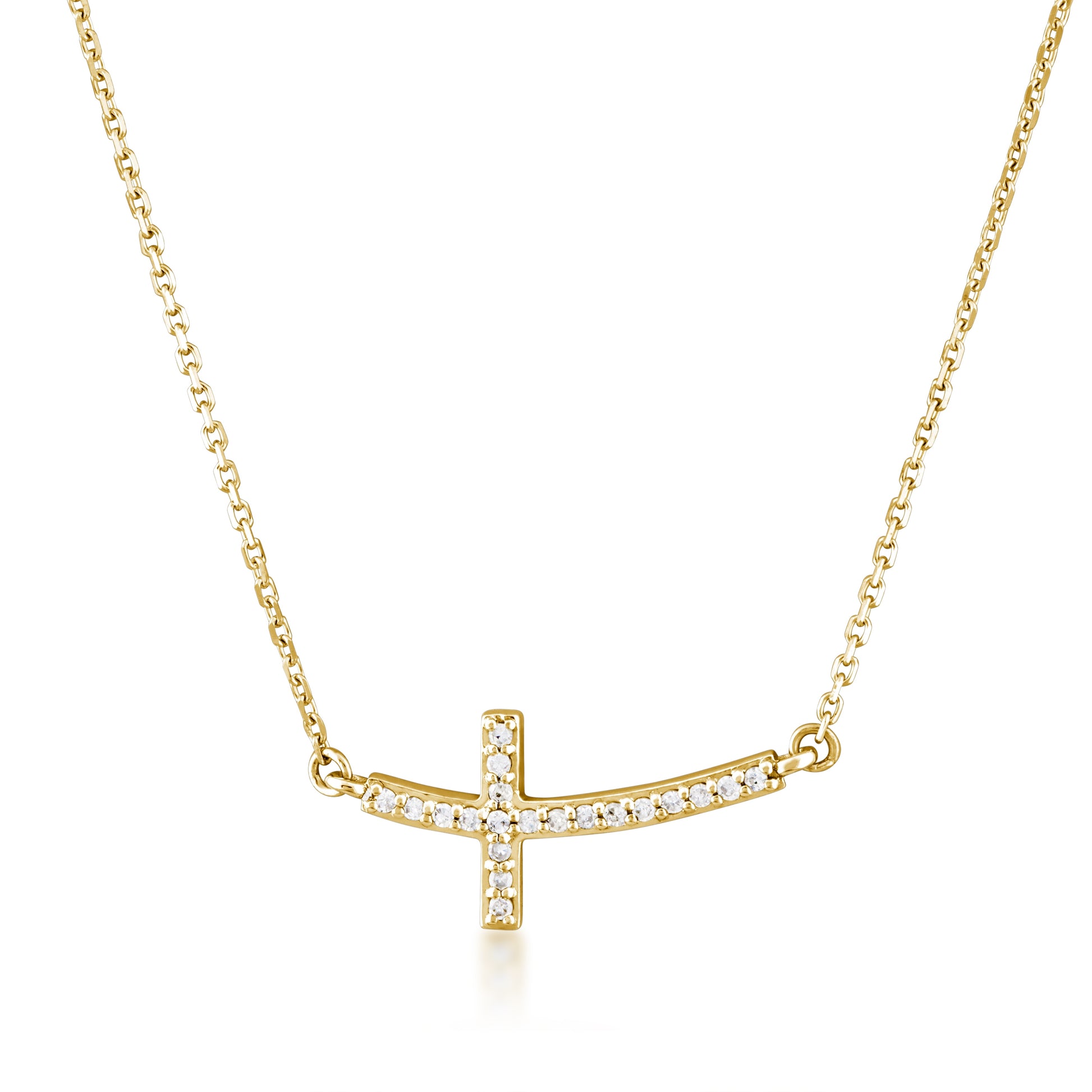 1/10 ct. tw. Diamond Sideways Cross Pendant in 10K Yellow Gold