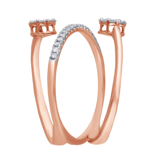 Kallati 1/3 ct. tw. Round Diamond Cluster Fashion Bypass Ring in 14K Pink Gold close-up detail