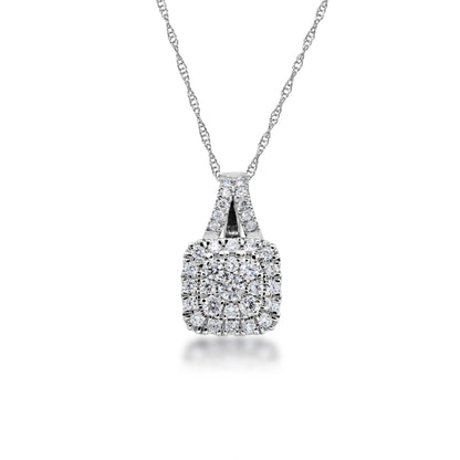Fairytale Diamonds 1/2 ct. tw. Cushion Cluster Halo Diamond Pendant in 10K White Gold