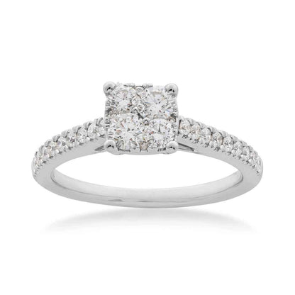 Fairytale Diamonds 3/4 ct. tw. Cushion Composite Engagement Ring in 10K White Gold