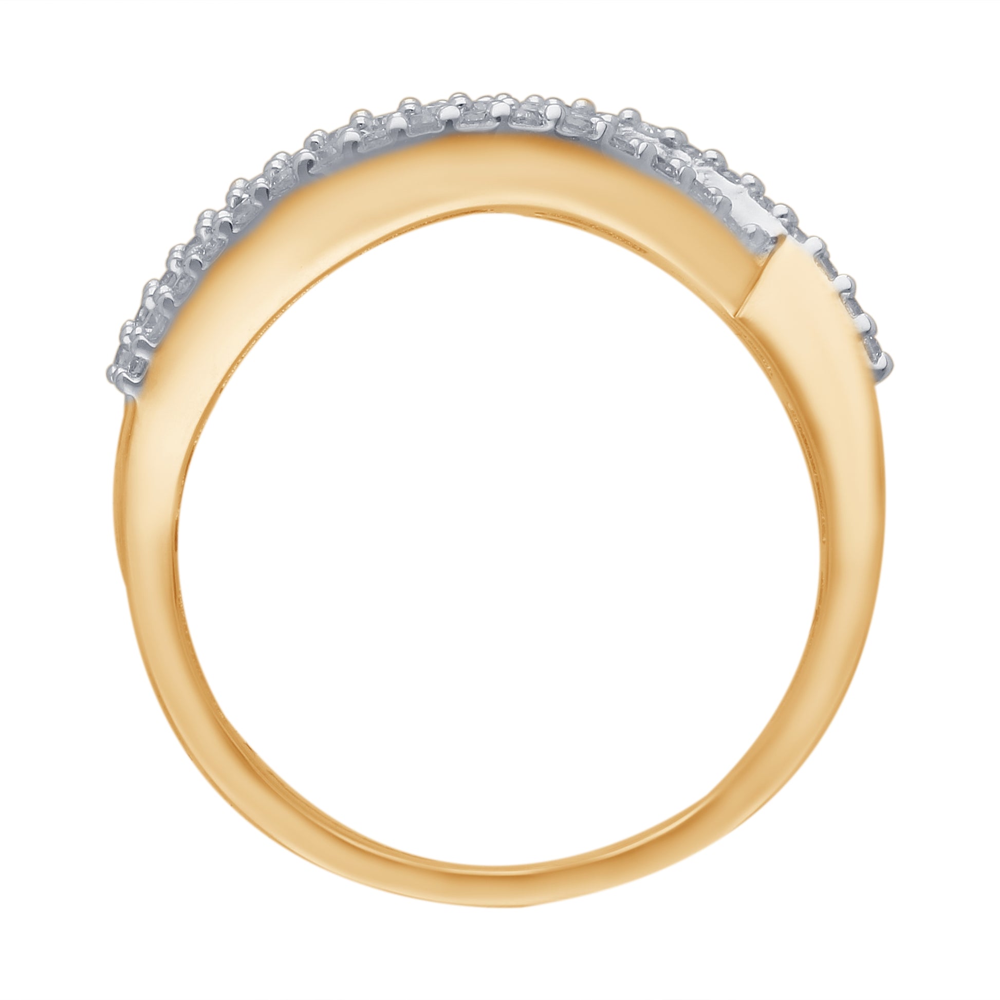 Kallati Channel Set Round Ruby & 1/3 ct. tw. Diamond Bypass Ring in 14K Yellow Gold close-up detail