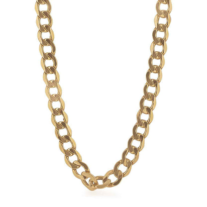 8.8mm 22-inch Hollow Curb Chain Necklace in 10K Yellow Gold