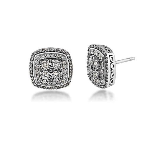Fairytale Diamonds 1 ct. tw. Diamond Cluster Earrings in 10K White Gold
