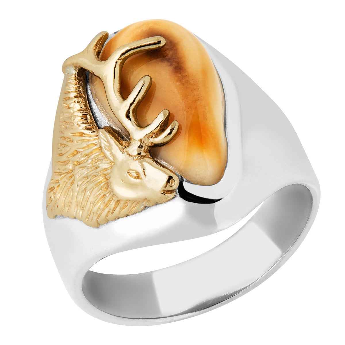 Men's Elk Ivory Ring in Sterling Silver and 10k Yellow Gold - Bridger