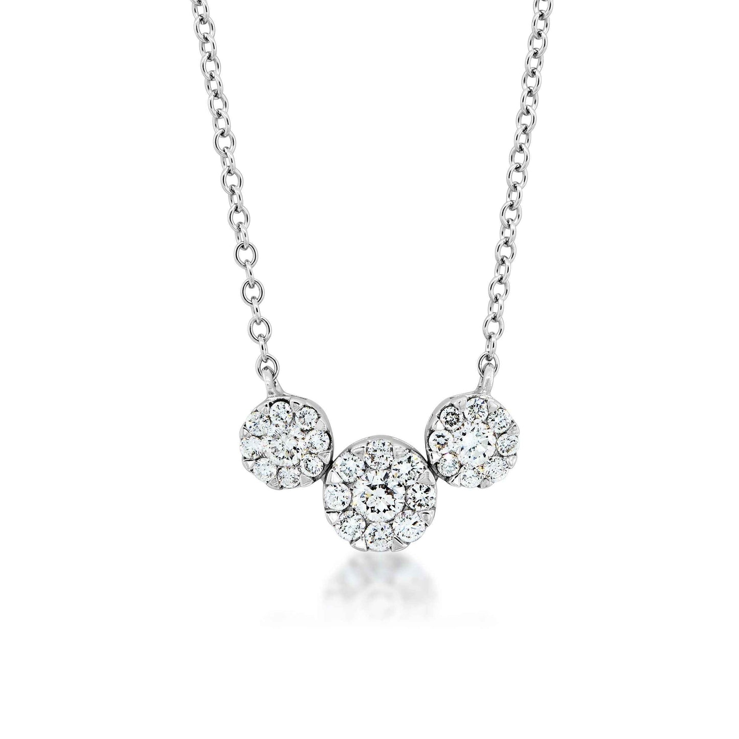 Fairytale Diamonds 1/2 ct. tw. 3-Stone Diamond Cluster Necklace in 10K White Gold