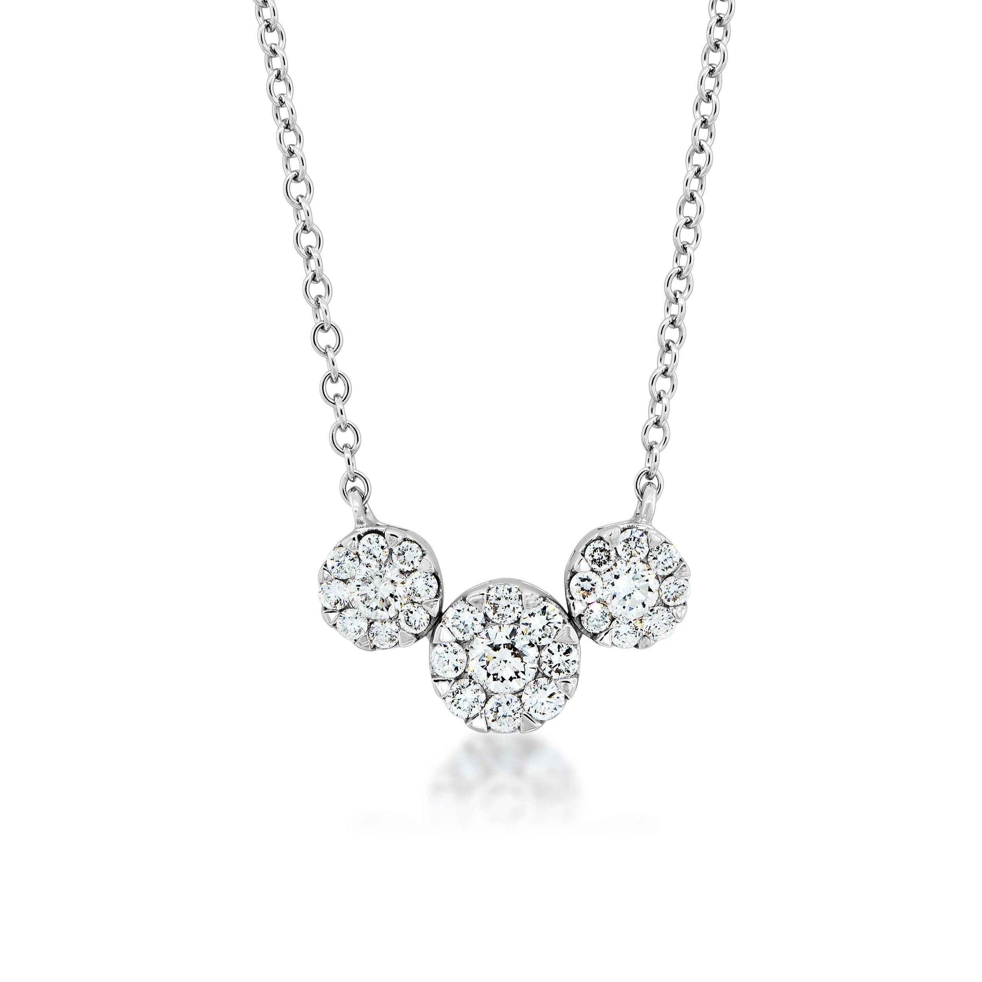 Fairytale Diamonds 1/2 ct. tw. 3-Stone Diamond Cluster Necklace in 10K White Gold