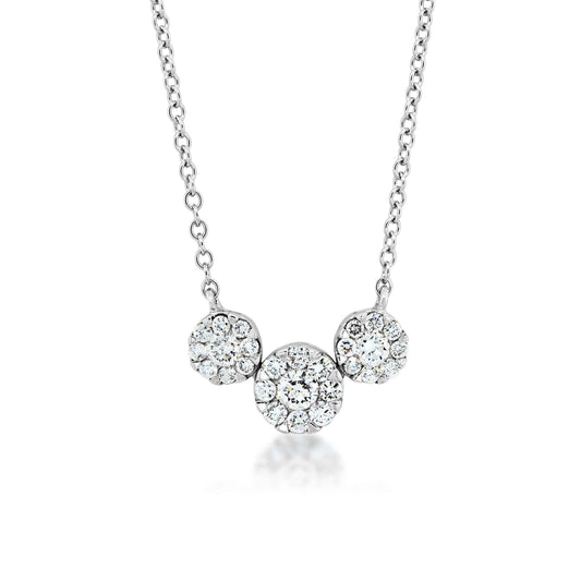 Fairytale Diamonds 1/2 ct. tw. 3-Stone Diamond Cluster Necklace in 10K White Gold