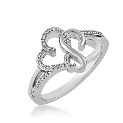 Infinite Love Diamond Accent Triple Heart Ring in Sterling Silver front view