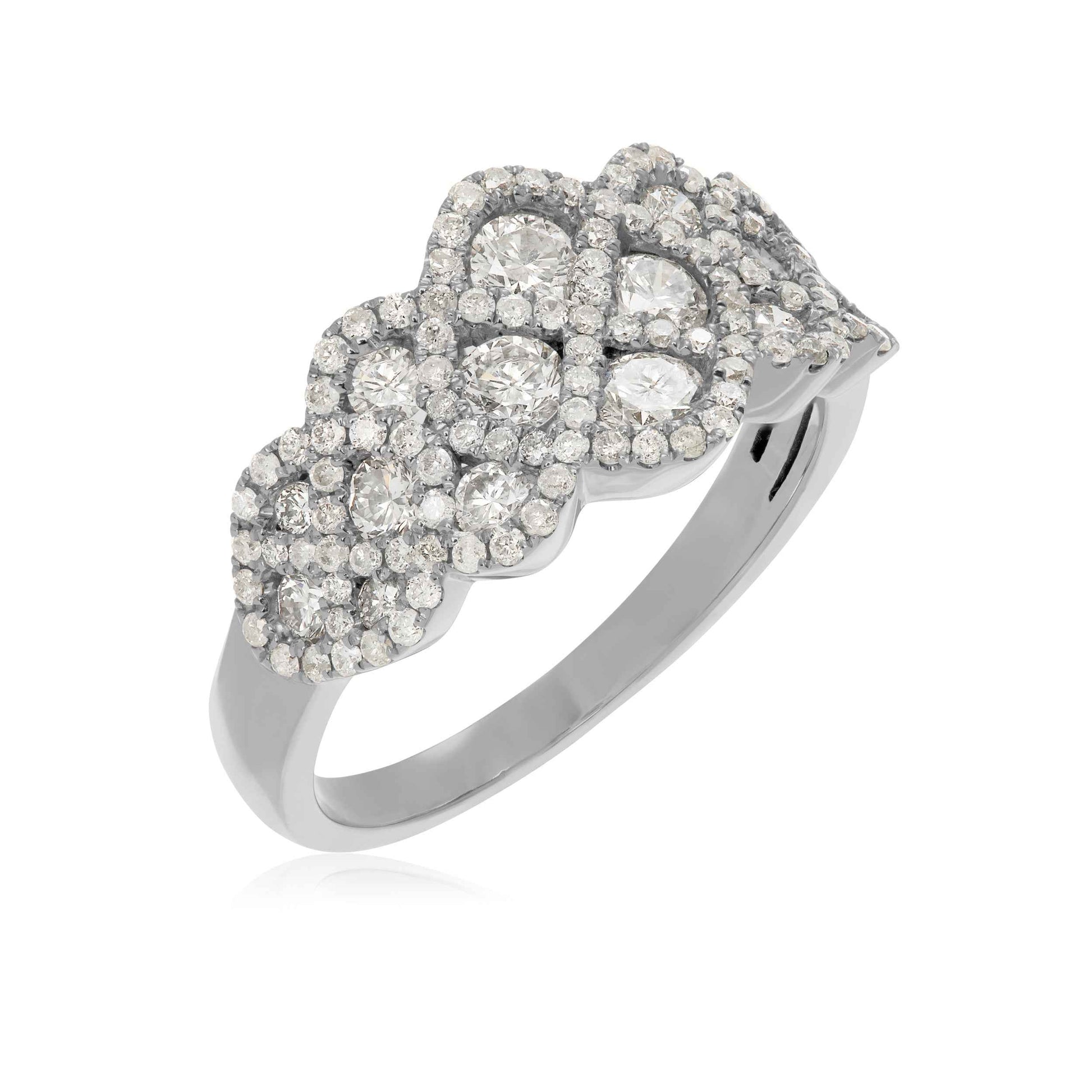 1-1/4 ct. tw. Round Diamond Fashion Ring with Crisscross Design in 10K White Gold front view