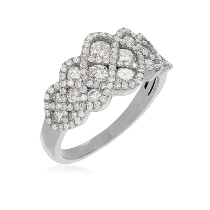 1-1/4 ct. tw. Round Diamond Fashion Ring with Crisscross Design in 10K White Gold front view
