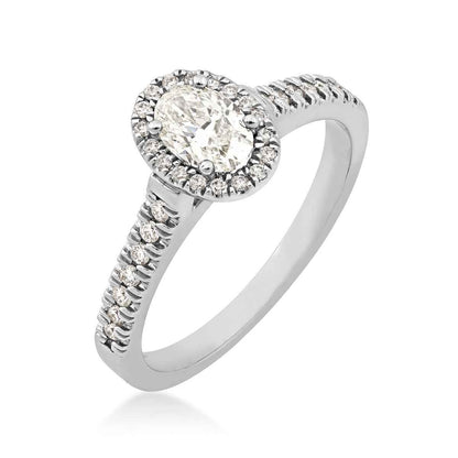 Brilliantly Yours 1/2 ct. Oval Diamond Engagement Ring with 1/4 ct. Diamond Halo & Band in 14K White Gold front view