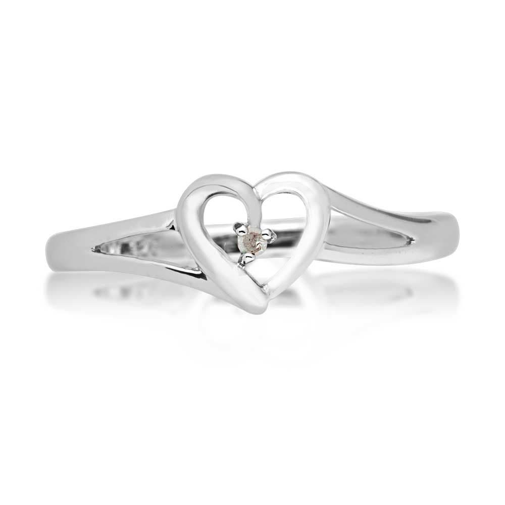 1/100 ct. tw. Diamond Heart Promise Ring in Sterling Silver