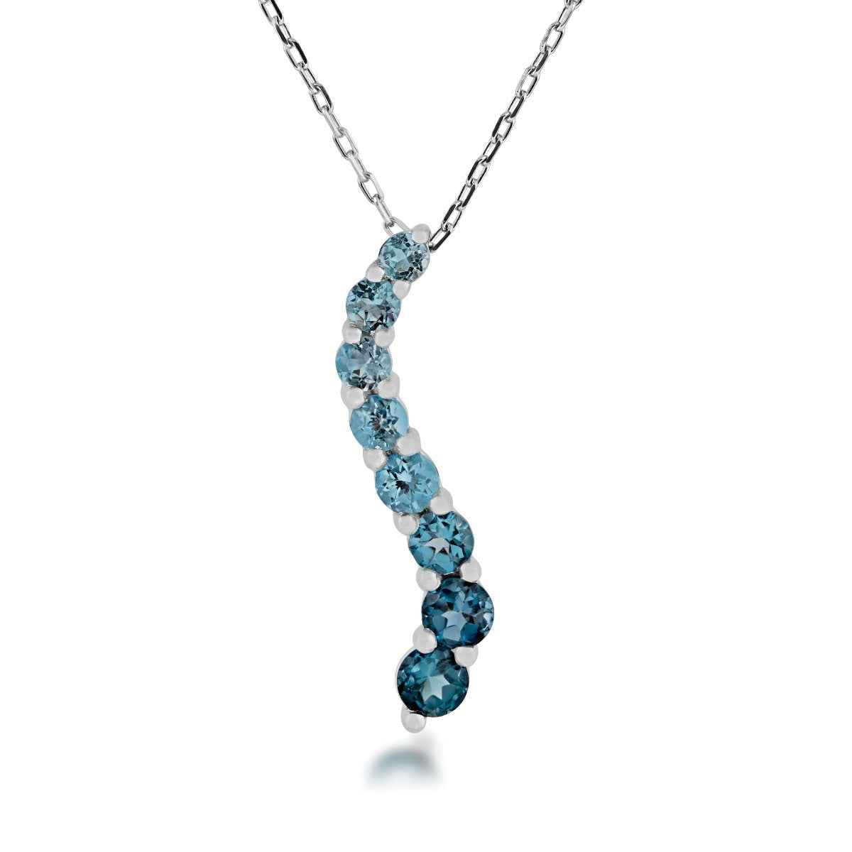 Journey Collection Blue Topaz 8 Stone Pendant in Sterling Silver