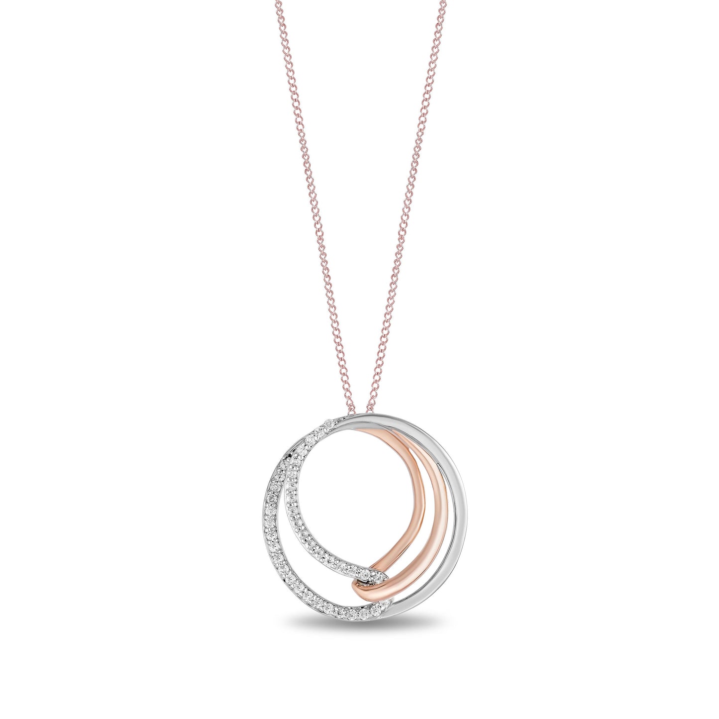 1/6 ct. tw. Diamond Cirlce Pendant in 10K Pink Gold and Sterling Silver