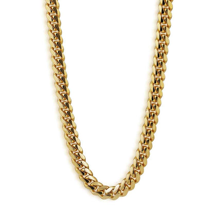 7.6mm 24-inch Solid Tight Link Miami Cuban Chain Necklace in 10K Yellow Gold