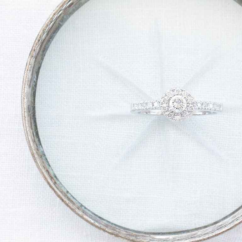 Natural 1/2 ct. tw. Round Brilliant Diamond Halo Engagement Ring in 14K White Gold front view
